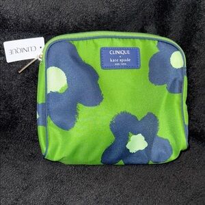Kate Spade X Clinique Floral Green and Blue Makeup Bag